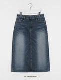 Mellikeu Cat Washing Denim Midi Skirt