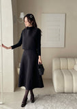 [3 piece set] ReadyU Half-Neck Knit Wool Vest Skirt Set