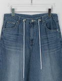 Ryuiki string washing wide denim pants