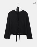 [muffler set] Tur no-collar V-neck button long-sleeved jacket