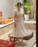 Bwile Crochet Embroidery Knit Wrinkle Sleeveless One Piece Two Piece (Strap Set)