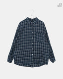 Mutt check pattern collar pocket oversized long-sleeved shirt