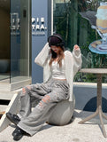 Summer Basic Net Knit Hood Zip Up
