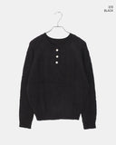 Deha Cable Henley Neck Button Long Sleeve Knit