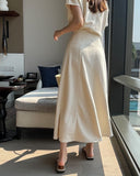 Liluna Banding Flare Long Skirt