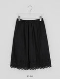 Cucar Lace Layered Banding Midi Skirt