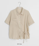Moldef Stripe Seersucker Ribbon Short Sleeve Shirt