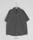 [BAONHAUS] Kinens Over Check Short Sleeve Shirt