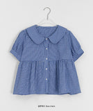 Keycon Round Shirring Short Sleeve Blouse