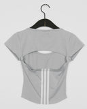 Poonut Back Slit Taping Short-Sleeved T-Shirt