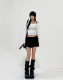 [U-BASIC] Lend off U-neck basic crop long sleeves