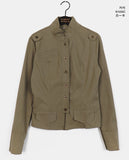 Femo vintage high neck collar button cotton jacket
