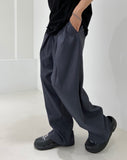 Pleated multi-tuck long wide slacks trouser