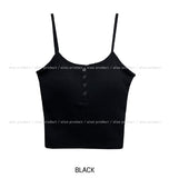 Fake button ribbed cap sleeveless (with cup)