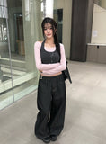 [MADE/Non-Fade] Front two-button stitch wide raw denim pants