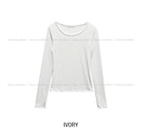 [U-BASIC] If Brushed Slim U-neck Long Sleeve