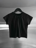 Center Shirred Round Crop Top