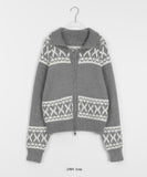 Dimoi Two Way Collar Nordic Knit Zip-Up Cardigan