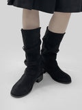 1143 Fold Suede Mid Boots (5cm)