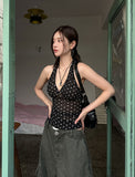 Even see-through dot halter sleeveless