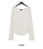 Rosa Boat Neck Ribbed Long Sleeve Tee