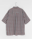 [unisex] Caraniel Check Roll-up Short Sleeve Shirt
