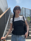 Muu Dot Shirring Frill Top