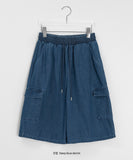 Nelk Banding Cargo Denim Bermuda Pants
