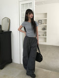 [A/M]Miran Nylon String Pintuck Wide Pants