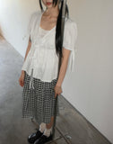 Kiro Check Tiered Banding Midi Skirt