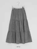 Hinari Check Tiered Banding Long Skirt