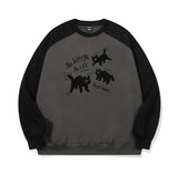 Cat Boucle Embroidered Raglan Sweatshirt