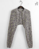 Raquel two-tone rainbow color matching bokashi angora knit bolero cardigan