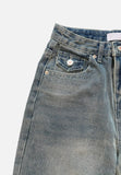 Back pocket wide denim pants