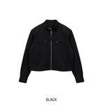 Marron stand-collar cropped jacket