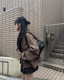 Cont Leather Pocket Shoulder Bag