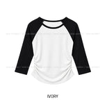 Tones Shirring Raglan Three Quarter T-shirt