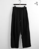 Clip string banding pin tuck long wide slacks