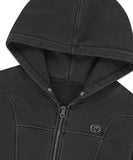PIGMENT WASHED BIKER CROP ZIP-UP HOODIE