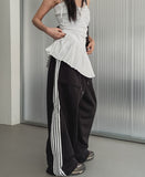 Solid track line two-way training pants