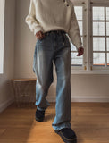 Pale wash wide denim pants