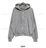 (UNISEX) Shell Damage Pigment Over Hooded Zip-up