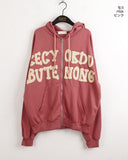 Bipo Over Fit Lettering Two-Way Hood Zip-Up