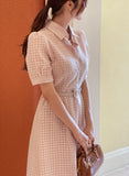Kyle Embo Check Puff Shirt One Piece (Belt Set)