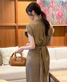 Oe Short Sleeve Shirt Wrap One Piece