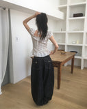 Badu Flower Strap Puff Short Sleeve Blouse