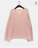 Fling Soft Angora Roll V-neck Long Sleeve Knit
