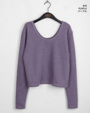 Off Shoulder Loose Fit Deep U Neck L/S T