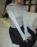 Nav Square Neck Tencel Long Sleeve T-Shirt