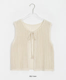 Ririna Ribbon Layered Punching Knit Vest